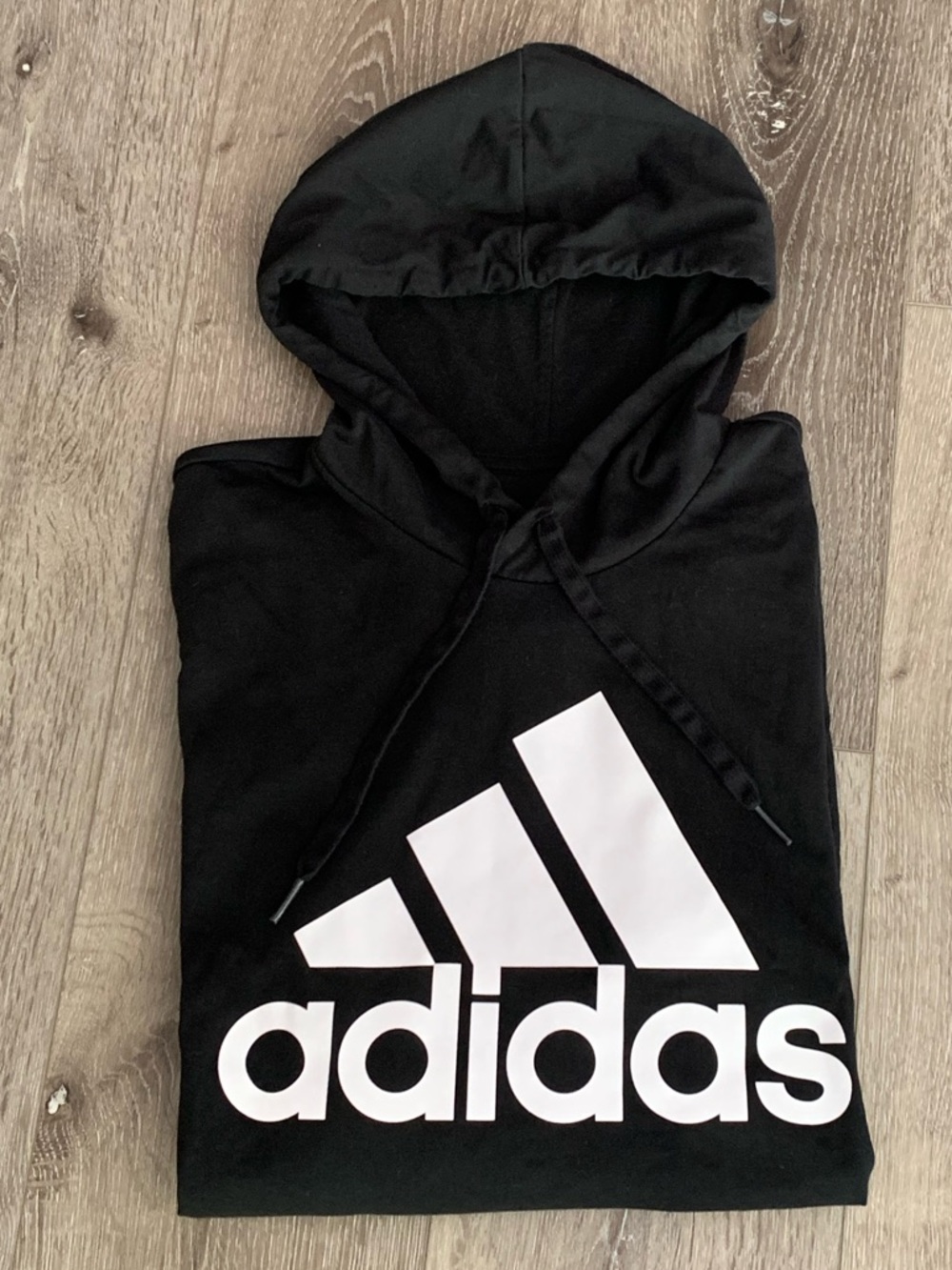 Adidas Black Hoodie with White Logo Graphic Size M
